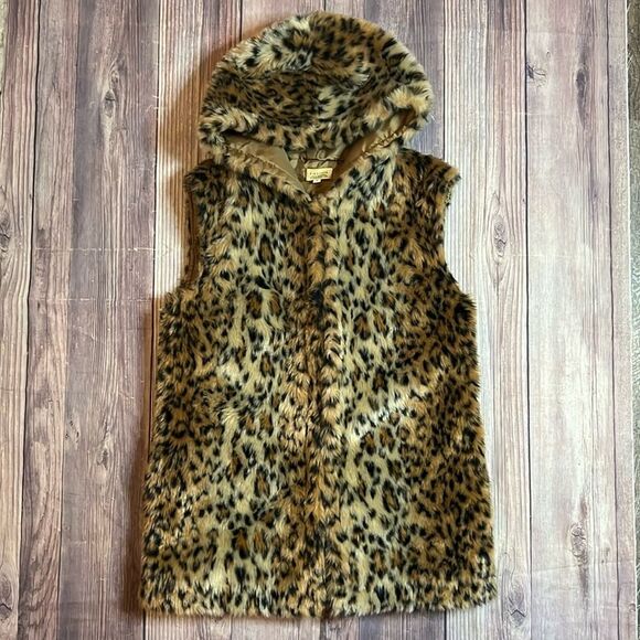 Piko 1988 Women’s Small Leopard Print Faux Fur Sleeveless Vest Winter Warm - Picture 1 of 9